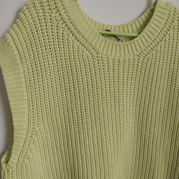 Zara Oversized Yellow Green Knit Vest Sweater Dress Sz Large - Picture 4 of 8